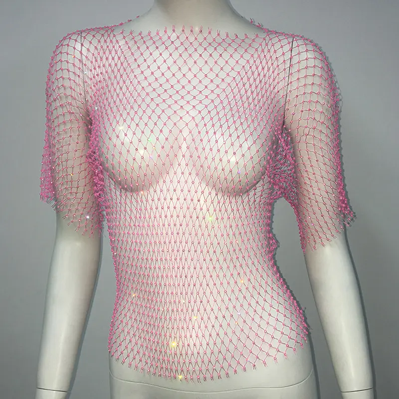 European American Cross Border Flashy Mesh Long Sleeve Party Top — feature 46