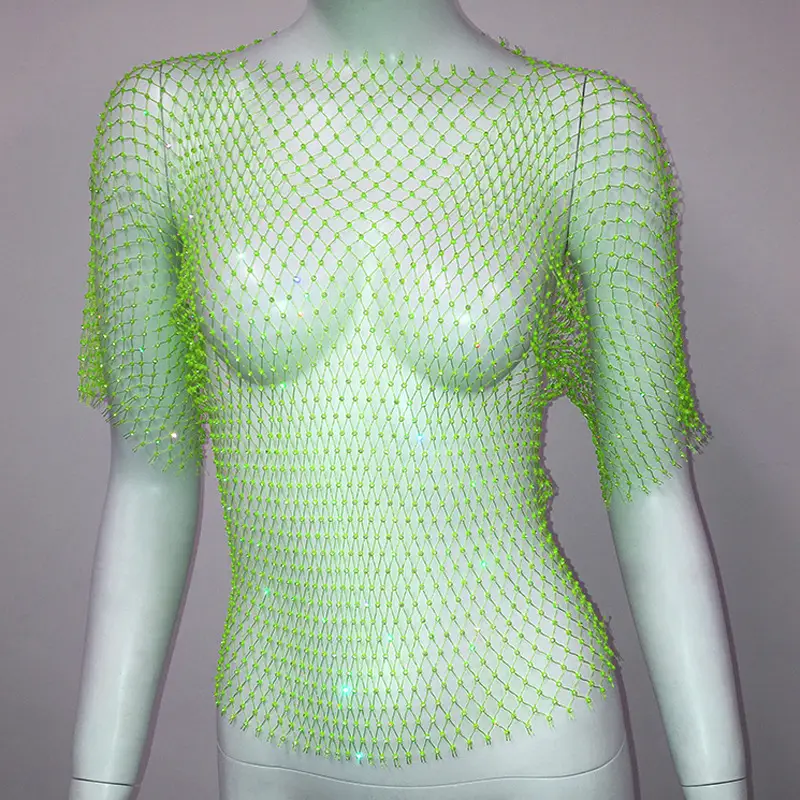 European American Cross Border Flashy Mesh Long Sleeve Party Top - Image 11