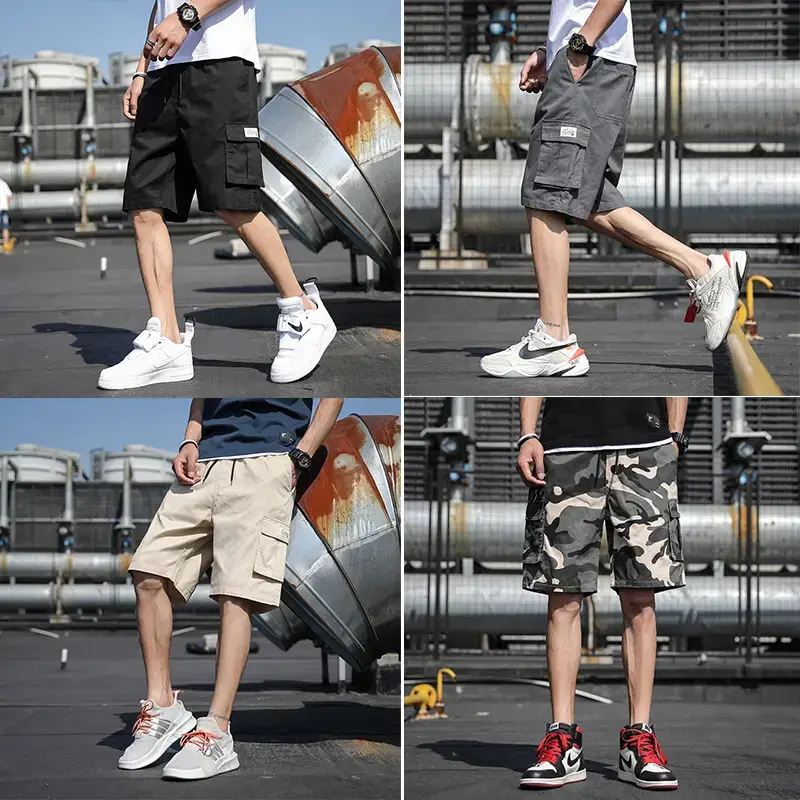 Men Camo Cotton Casual Shorts Middle Length Beach Wear - Image 12