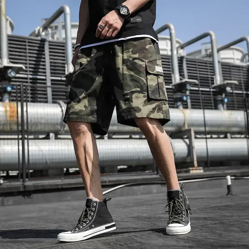 Men Camo Cotton Casual Shorts Middle Length Beach Wear - Image 6
