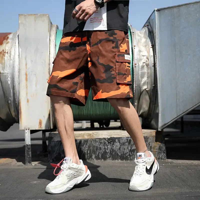 Men Camo Cotton Casual Shorts Middle Length Beach Wear - Image 8