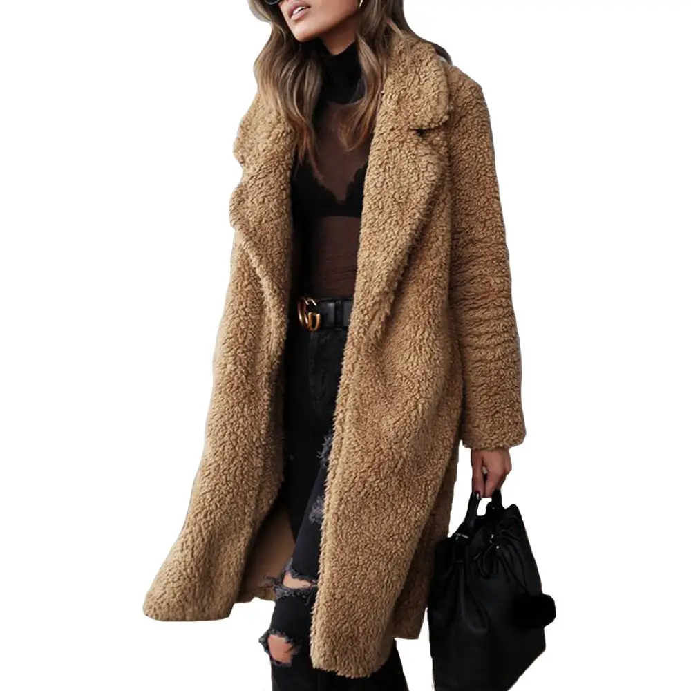 2022 Winter Long Sleeve Black Plush Coat for Women - Image 9