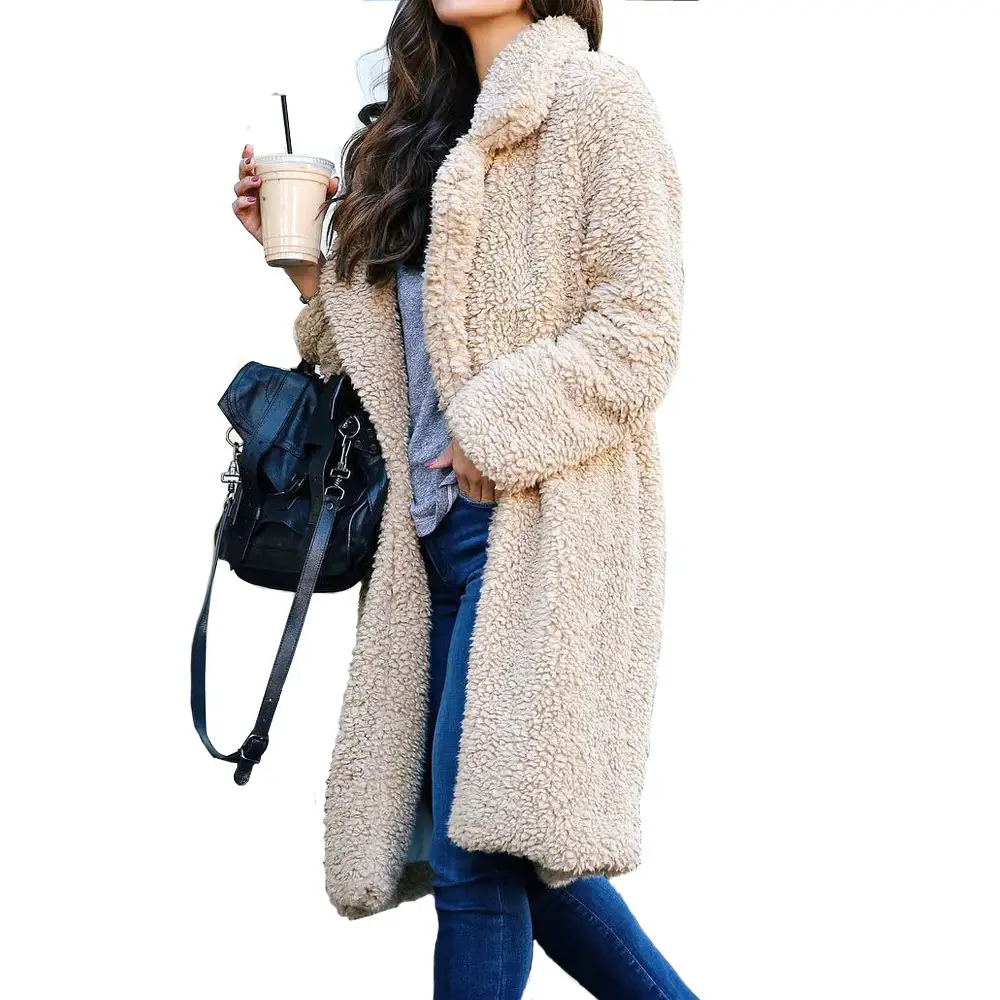 2022 Winter Long Sleeve Black Plush Coat for Women - Image 4
