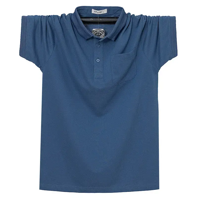 Gray 7XL Plus Plus Size Lapel Pocket Polo T-Shirt