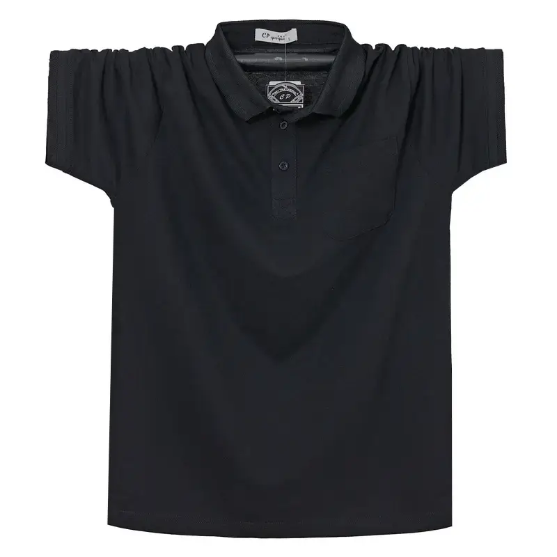 Gray 7XL Plus Plus Size Lapel Pocket Polo T-Shirt