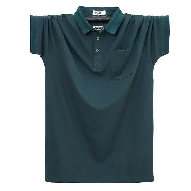Gray 7XL Plus Plus Size Lapel Pocket Polo T-Shirt