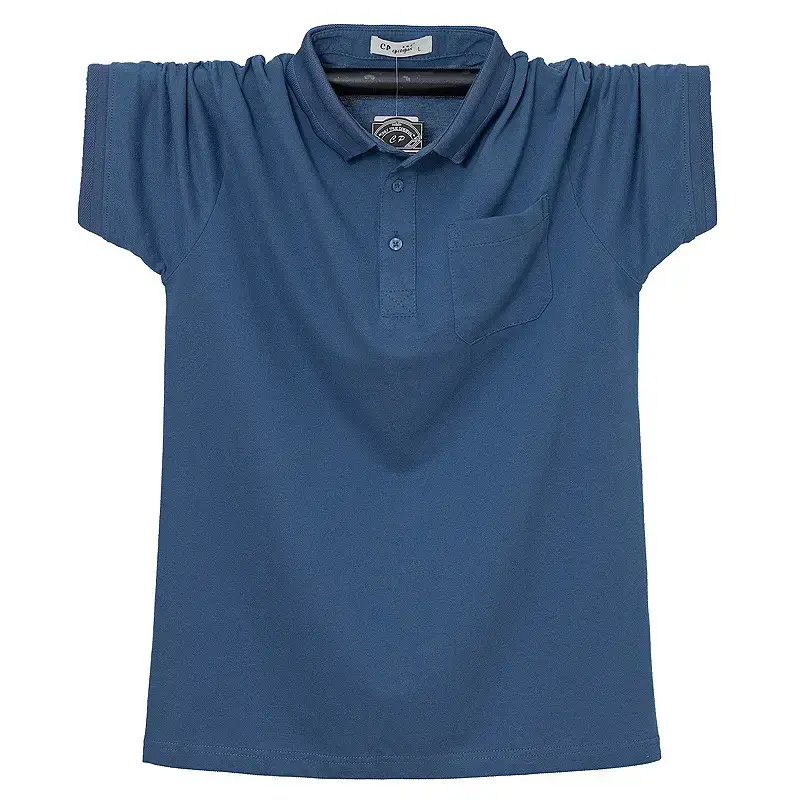 Gray 7XL Plus Plus Size Lapel Pocket Polo T-Shirt