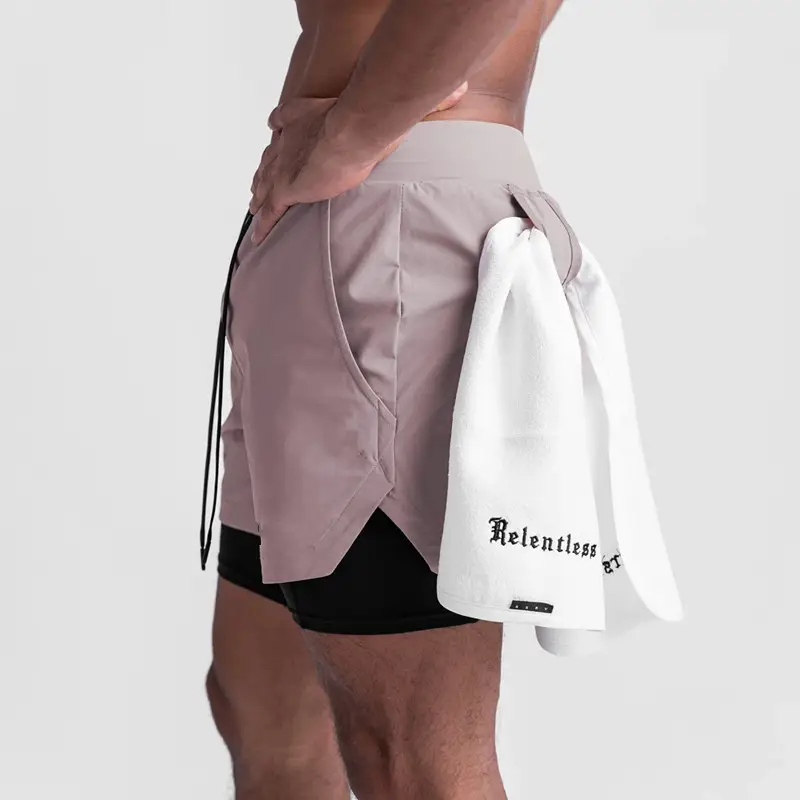Men's Light Grey Sports Shorts with Zip Pocket & Side Zip - Image 10