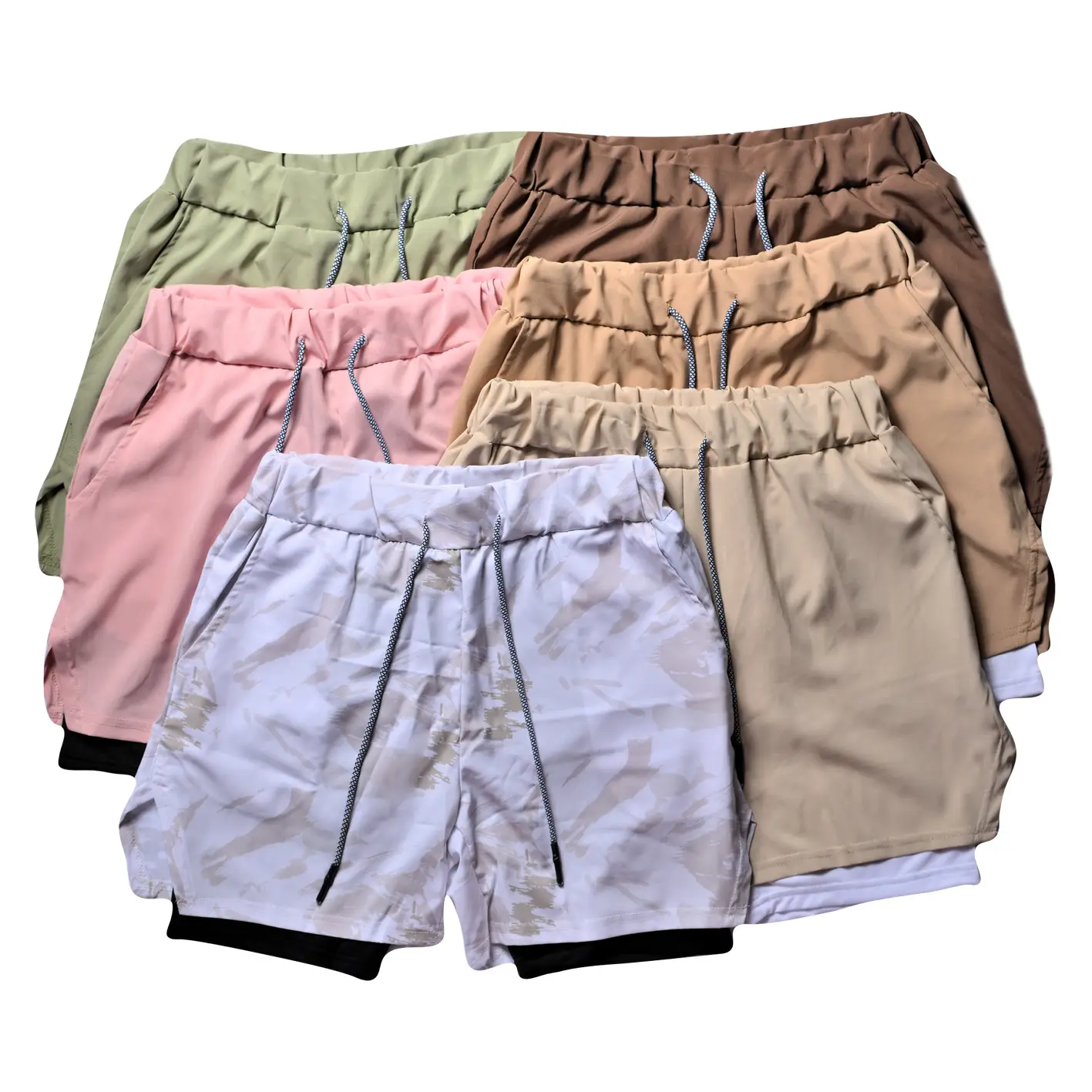 Men's Light Grey Sports Shorts with Zip Pocket & Side Zip - Image 11