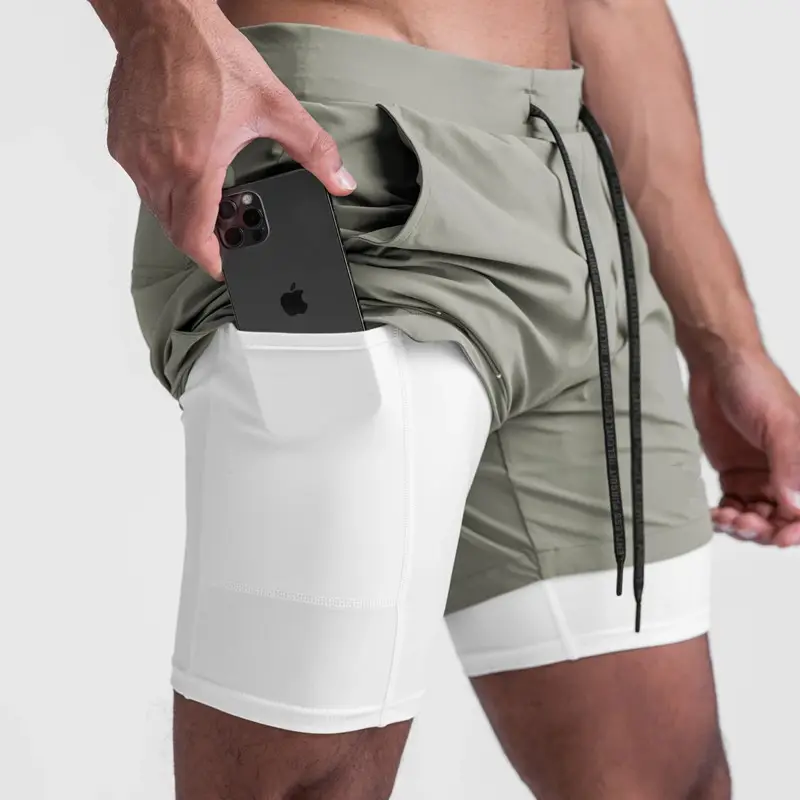 Men's Light Grey Sports Shorts with Zip Pocket & Side Zip — feature 11