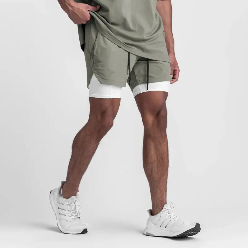 Men's Light Grey Sports Shorts with Zip Pocket & Side Zip — feature 13