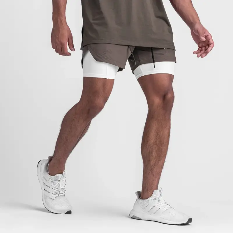 Men's Light Grey Sports Shorts with Zip Pocket & Side Zip — feature 14
