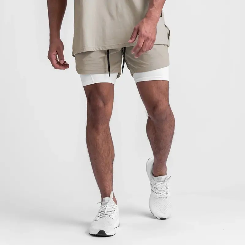 Men's Light Grey Sports Shorts with Zip Pocket & Side Zip — feature 17