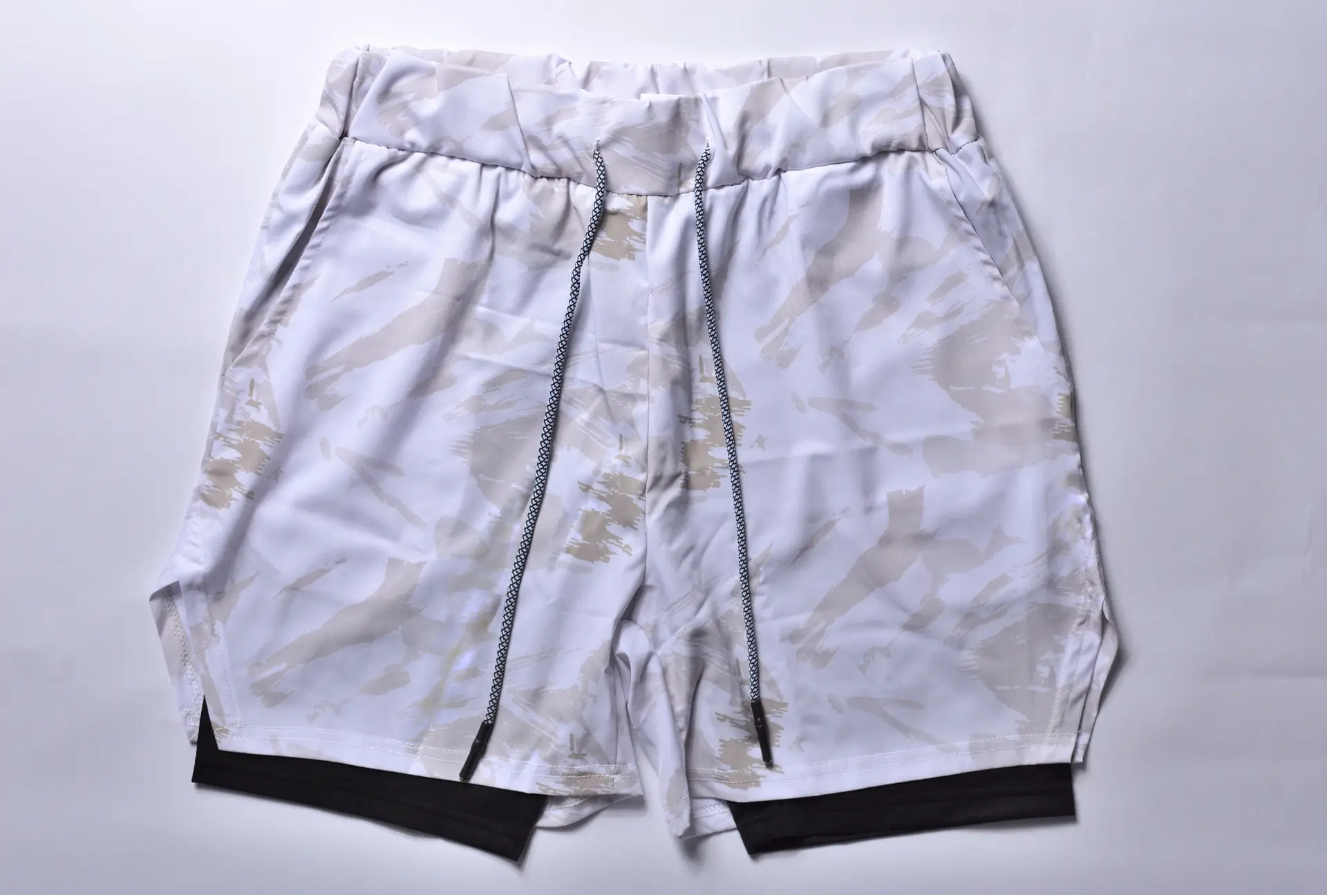 Men's Light Grey Sports Shorts with Zip Pocket & Side Zip — feature 20