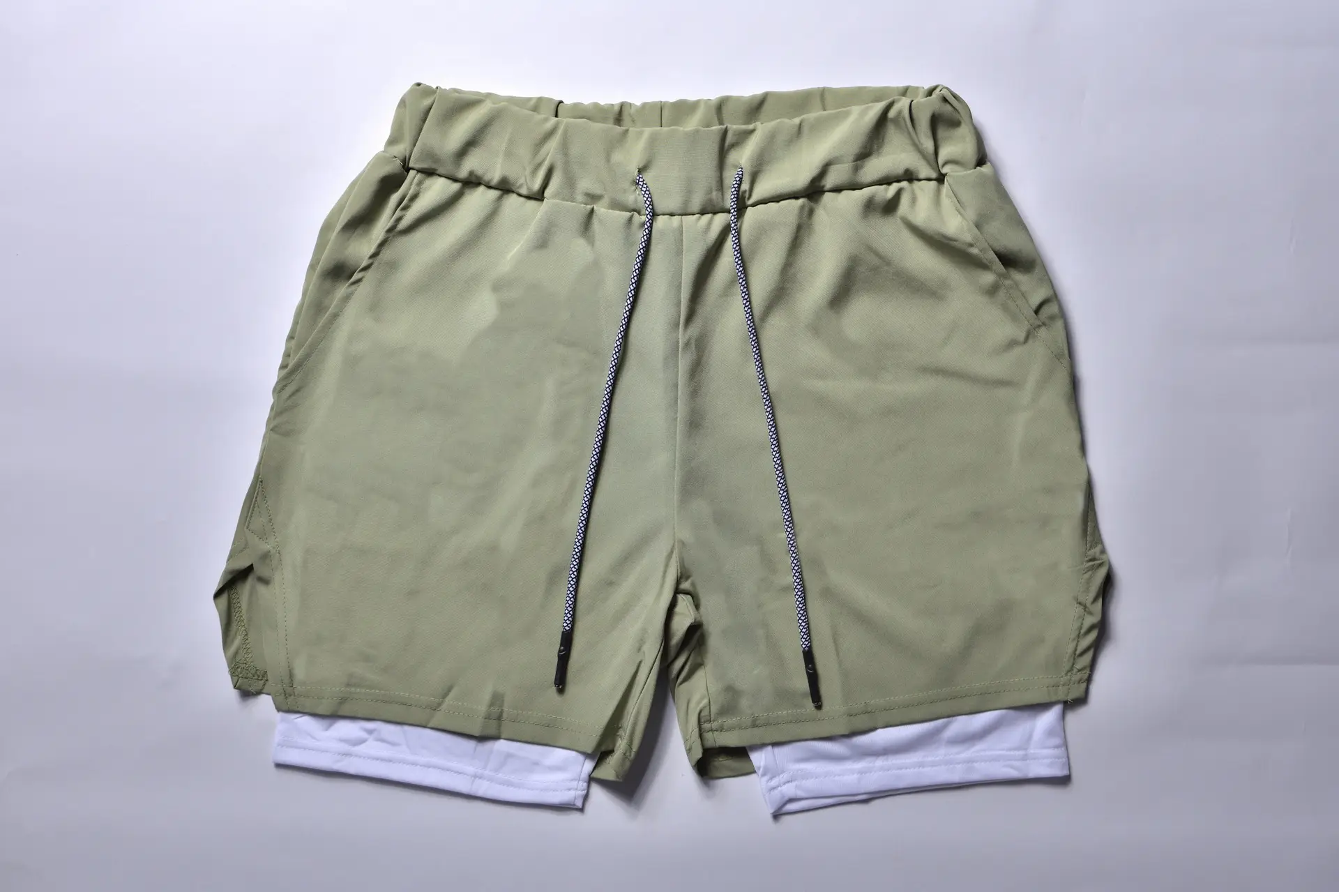 Men's Light Grey Sports Shorts with Zip Pocket & Side Zip — feature 24