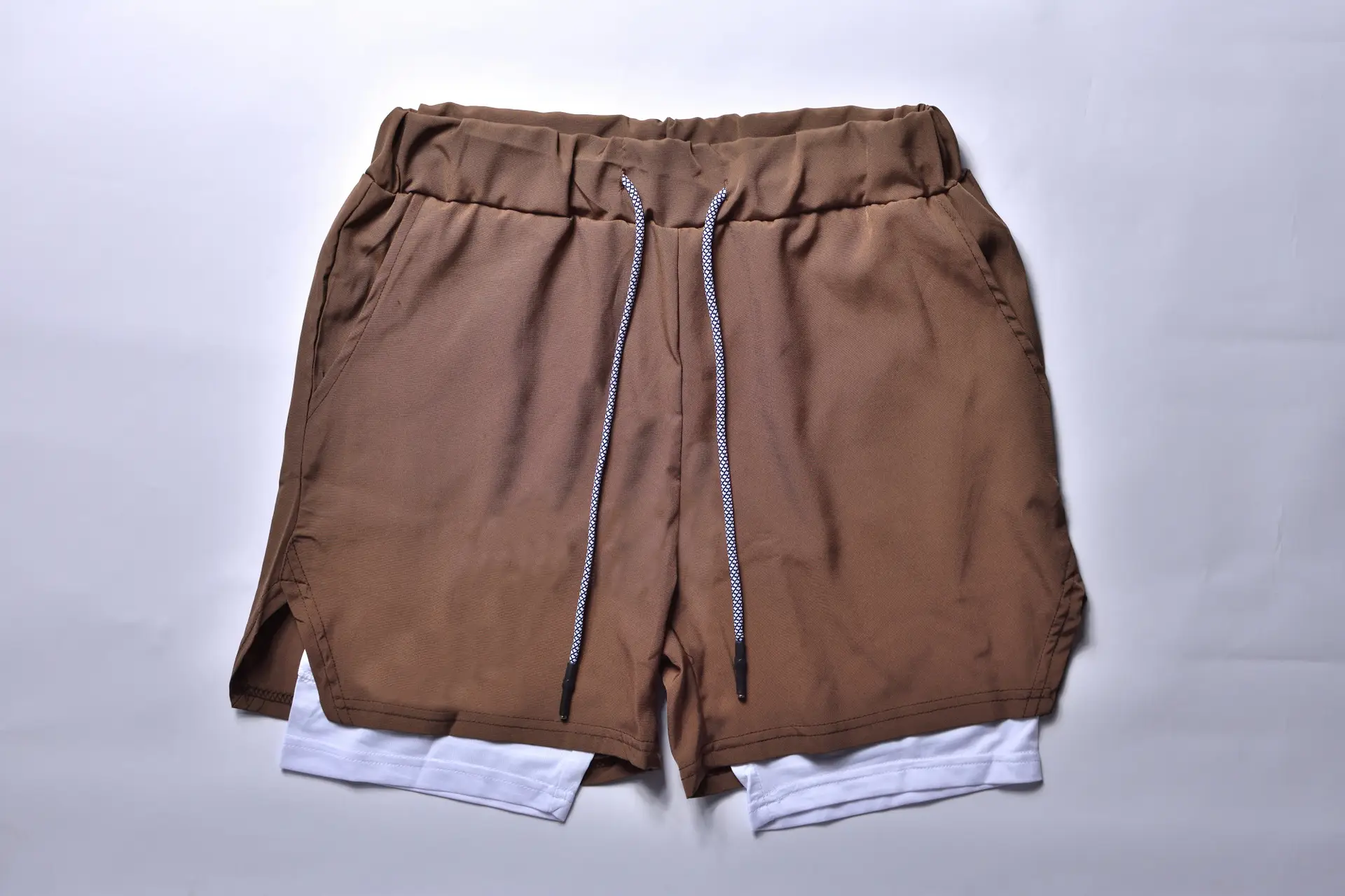 Men's Light Grey Sports Shorts with Zip Pocket & Side Zip — feature 25