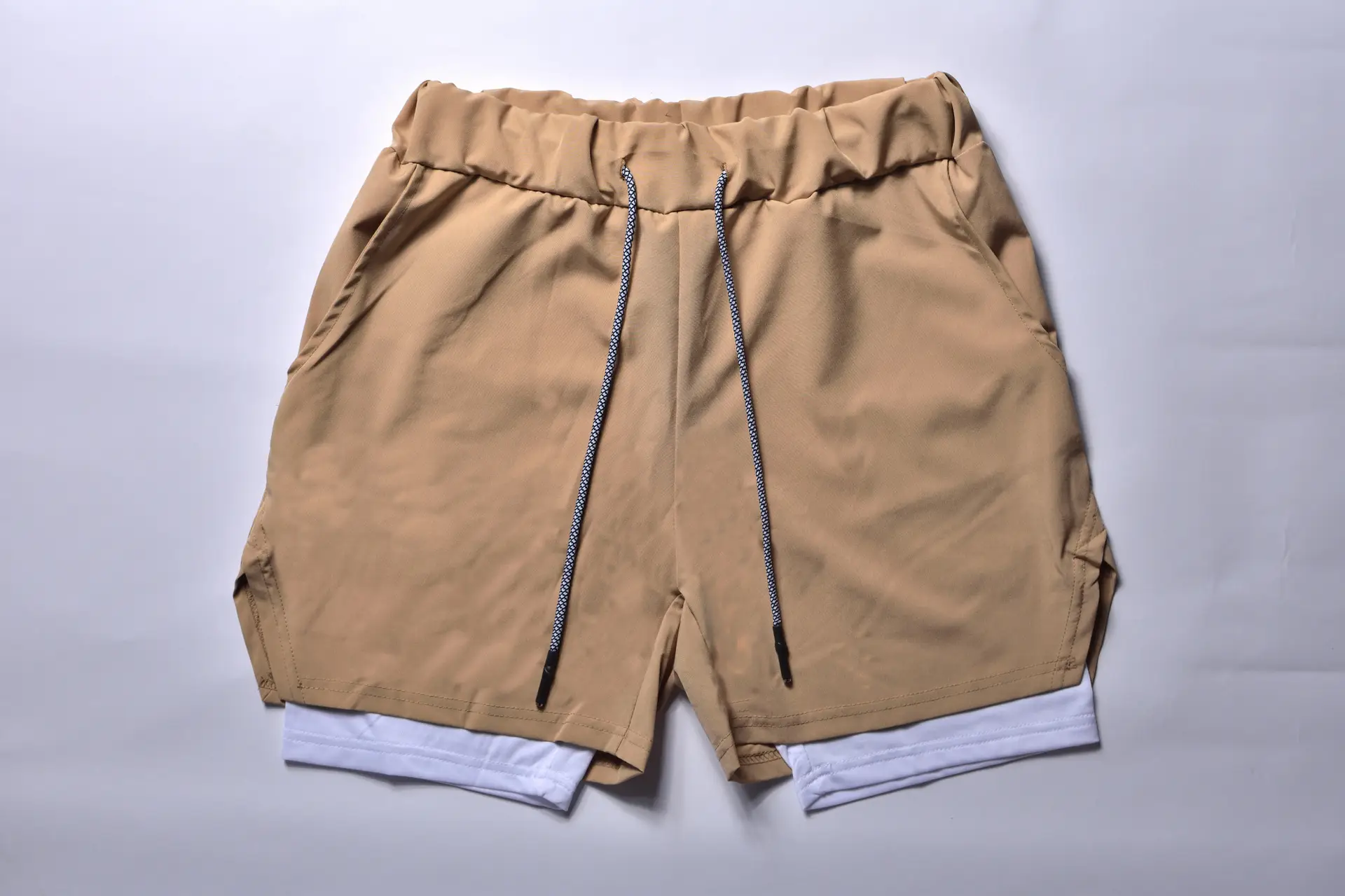 Men's Light Grey Sports Shorts with Zip Pocket & Side Zip — feature 26