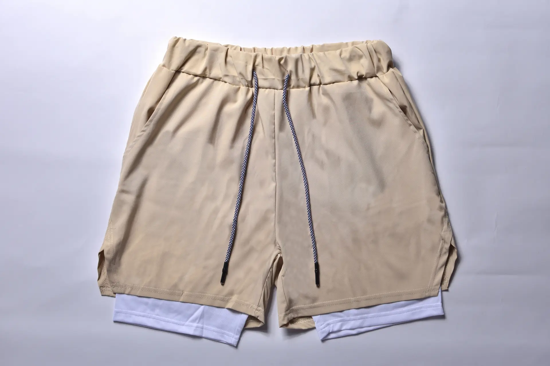 Men's Light Grey Sports Shorts with Zip Pocket & Side Zip — feature 27