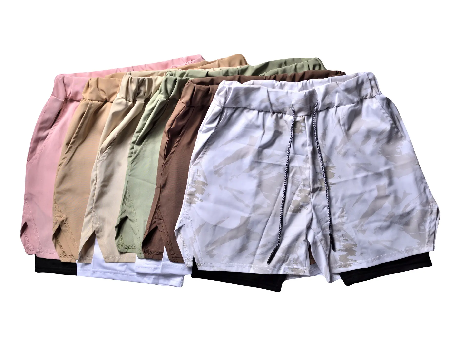 Men's Light Grey Sports Shorts with Zip Pocket & Side Zip — feature 3