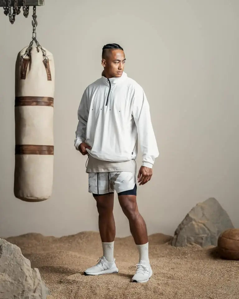 Men's Light Grey Sports Shorts with Zip Pocket & Side Zip — feature 6