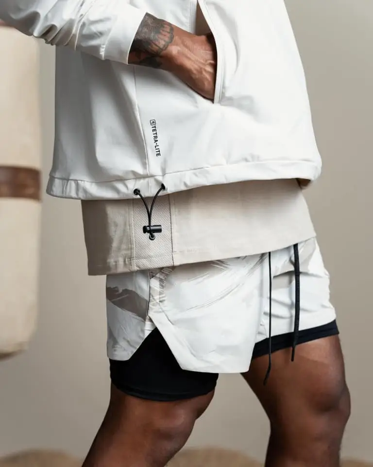 Men's Light Grey Sports Shorts with Zip Pocket & Side Zip — feature 7