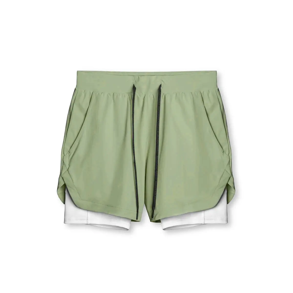 Men's Light Grey Sports Shorts with Zip Pocket & Side Zip - Image 3