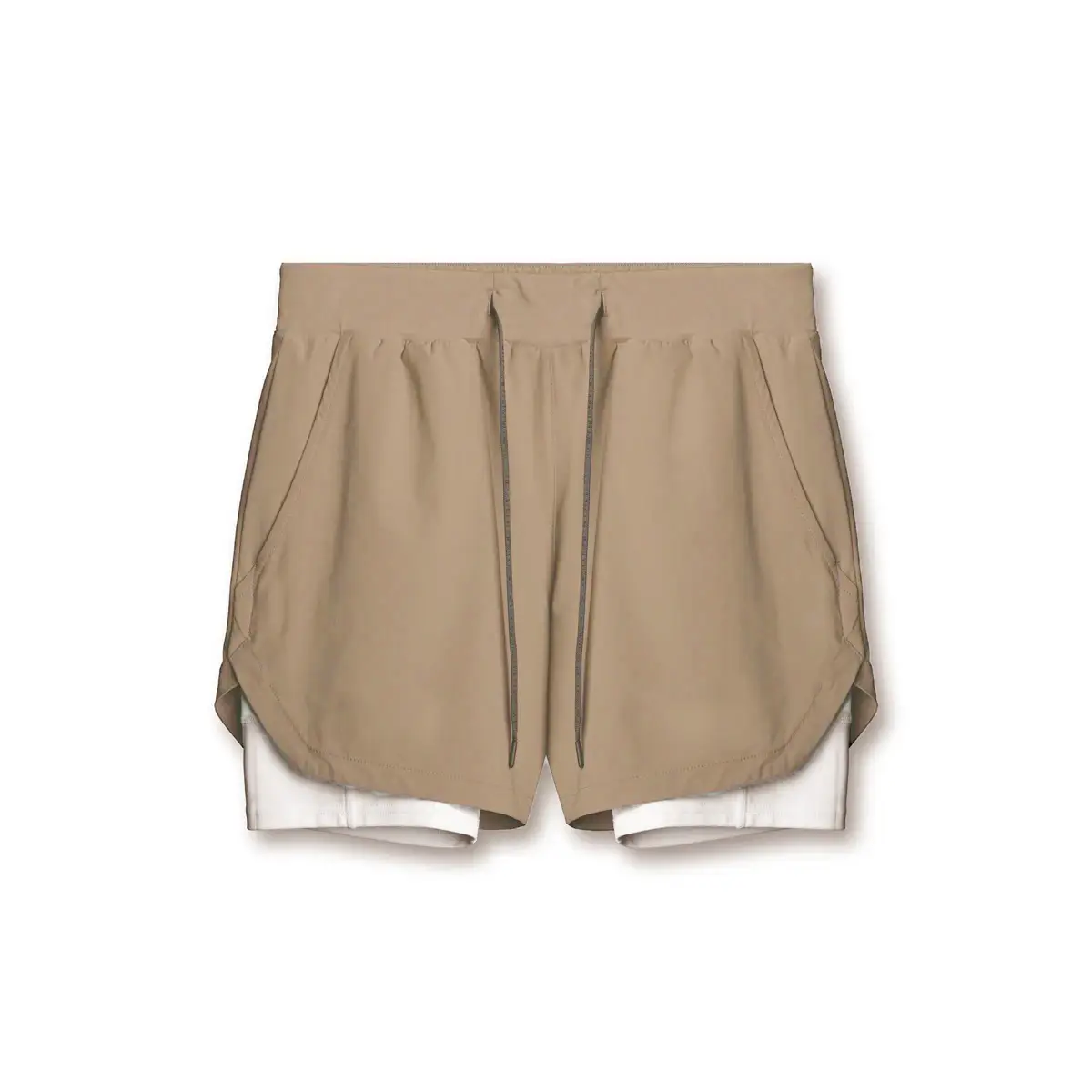 Men's Light Grey Sports Shorts with Zip Pocket & Side Zip - Image 5