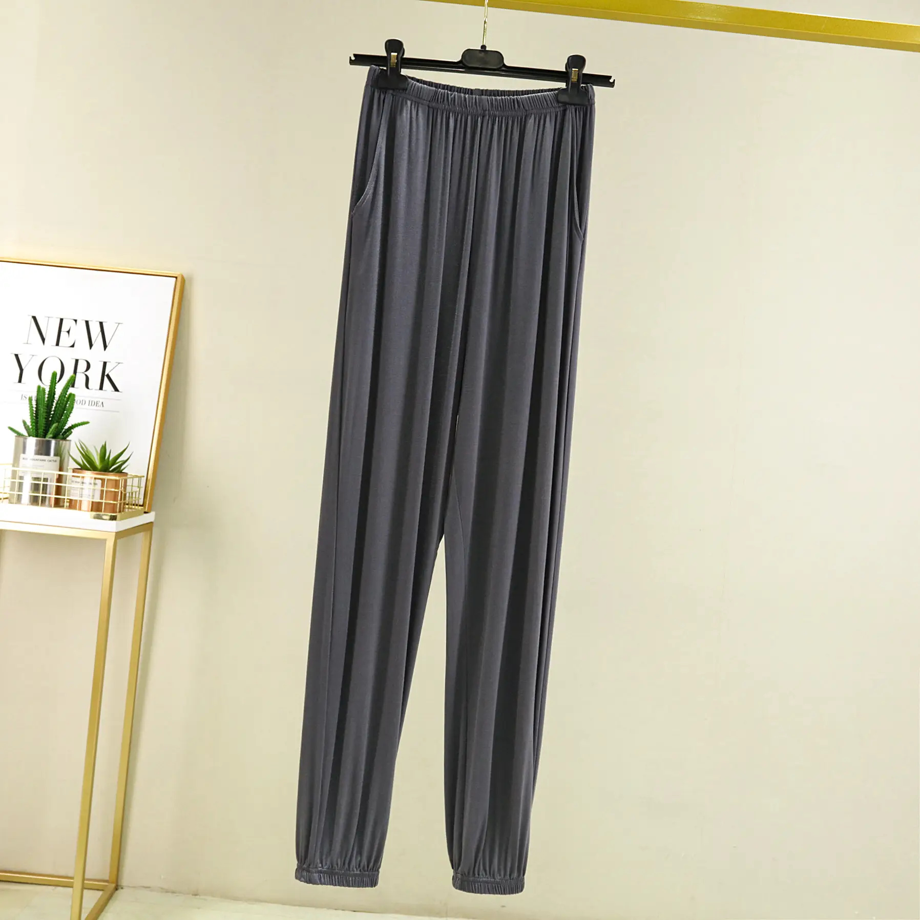 Men's Black Modal Leg Pants Spring Plus Size - Image 4