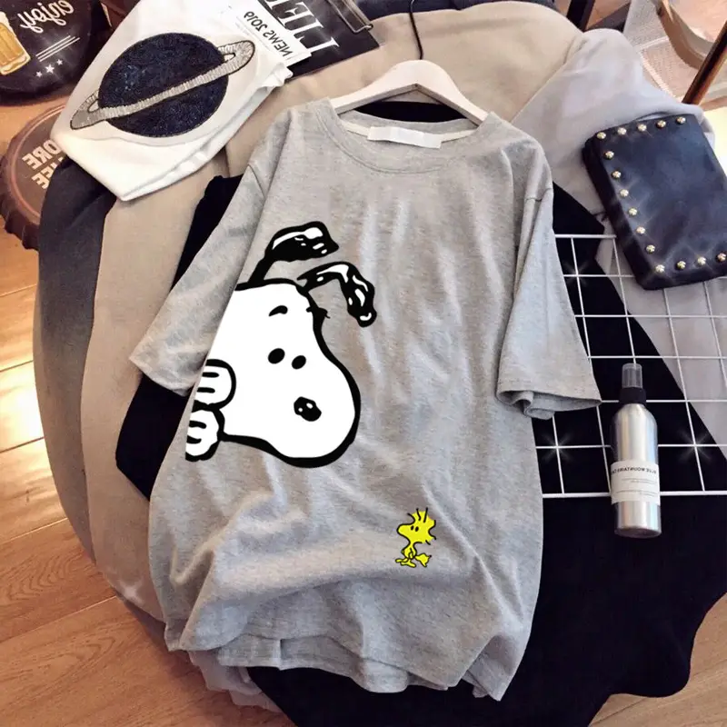 Women Snoopy T-Shirt Black Mid Length 2021 - Image 13