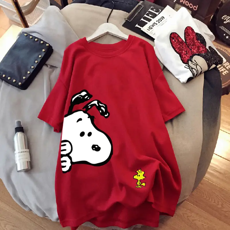 Women Snoopy T-Shirt Black Mid Length 2021 — feature 11