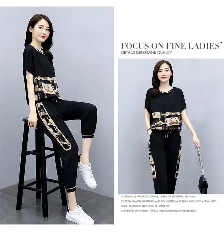Women Printed Cotton Two-Piece Summer Suit White — feature 10