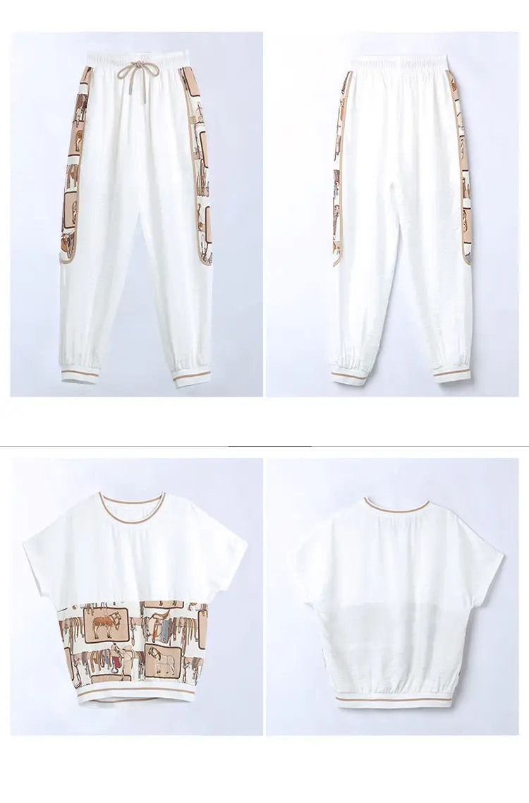 Women Printed Cotton Two-Piece Summer Suit White — feature 22