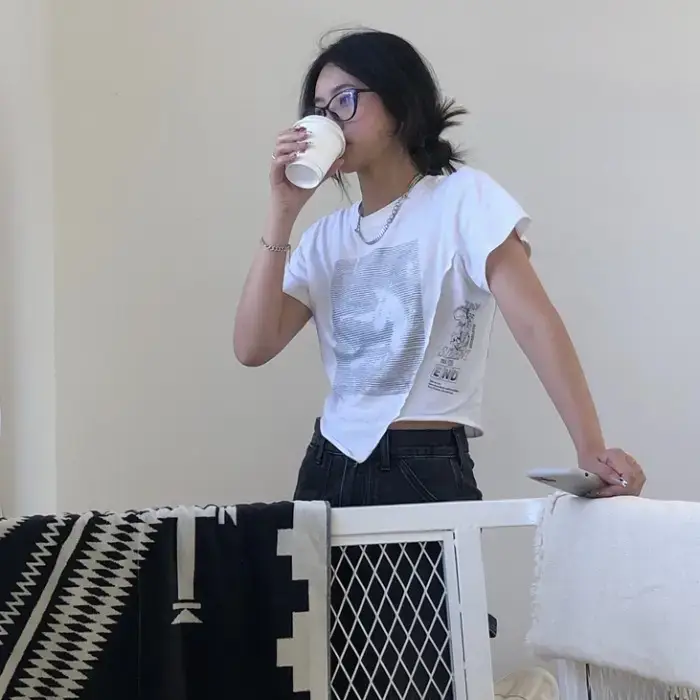Women White T-Shirt 2025 Summer Casual Wear