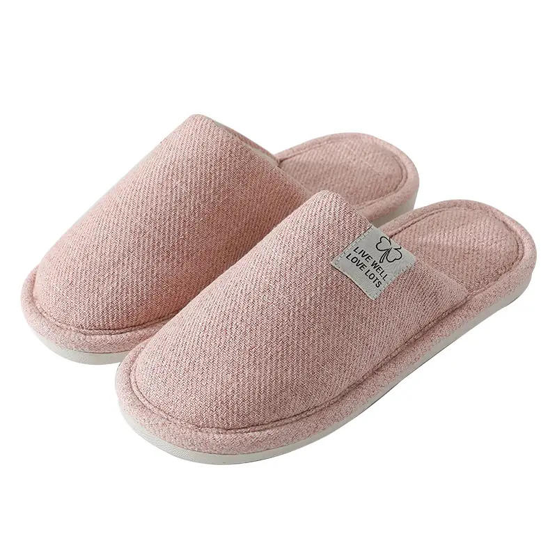 Autumn and winter linen slippers Baotou home lovers indoor floor moon men and women non-slip soft bottom cotton slippers wholesale