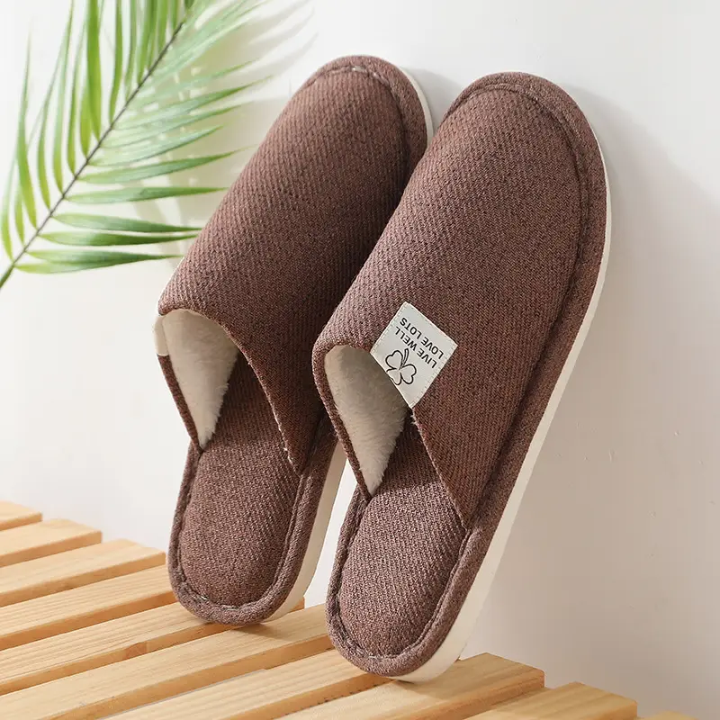 Autumn and winter linen slippers Baotou home lovers indoor floor moon men and women non-slip soft bottom cotton slippers wholesale