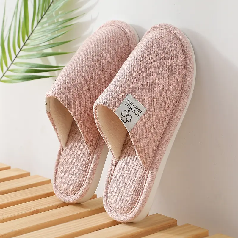 Autumn and winter linen slippers Baotou home lovers indoor floor moon men and women non-slip soft bottom cotton slippers wholesale