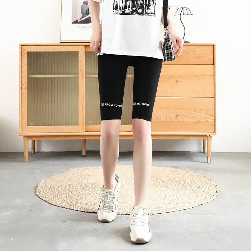 Women Black Heart Print High Waist Leggings