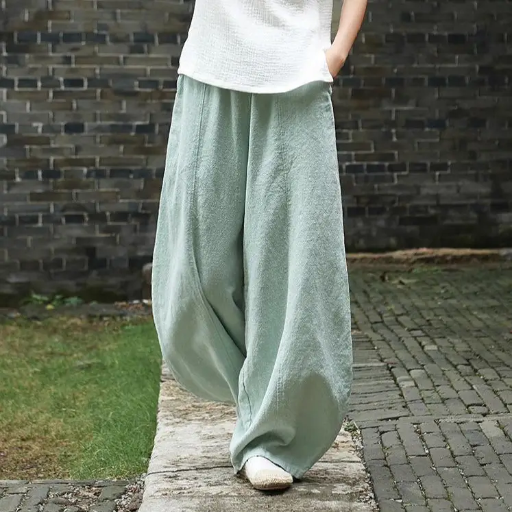 Women Cotton Linen Bloomers Large Summer Pants - Image 8