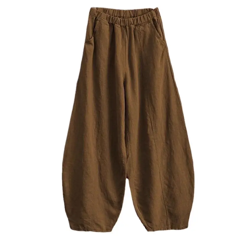 Women Cotton Linen Bloomers Large Summer Pants - Image 10