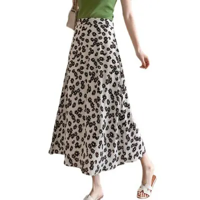 Floral Chiffon Dape Skirt Mid Length Summer Women - Image 13