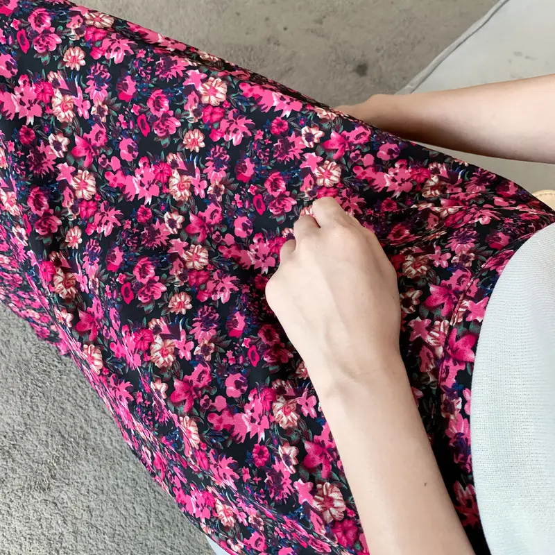 Floral Chiffon Dape Skirt Mid Length Summer Women — feature 13