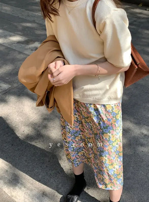 Floral Chiffon Dape Skirt Mid Length Summer Women - Image 8
