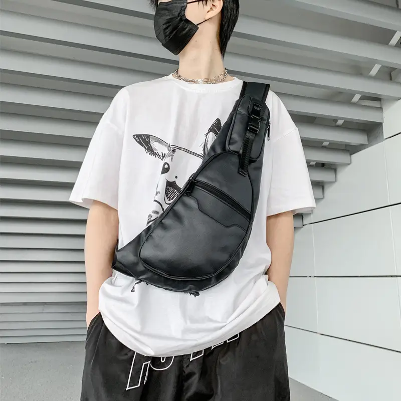 Men's Waterproof Sports Crossbody Bag Black Large Capacity