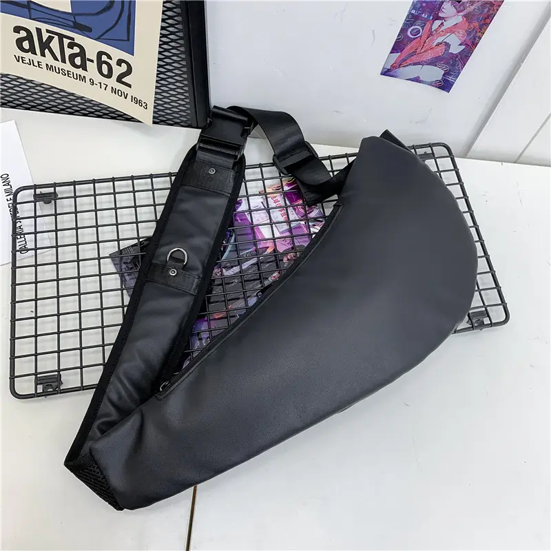 Men's Waterproof Sports Crossbody Bag Black Large Capacity