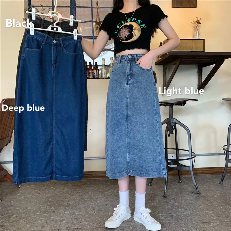 2022 Summer High Waist Denim Skirt Women Large Size - Image 6