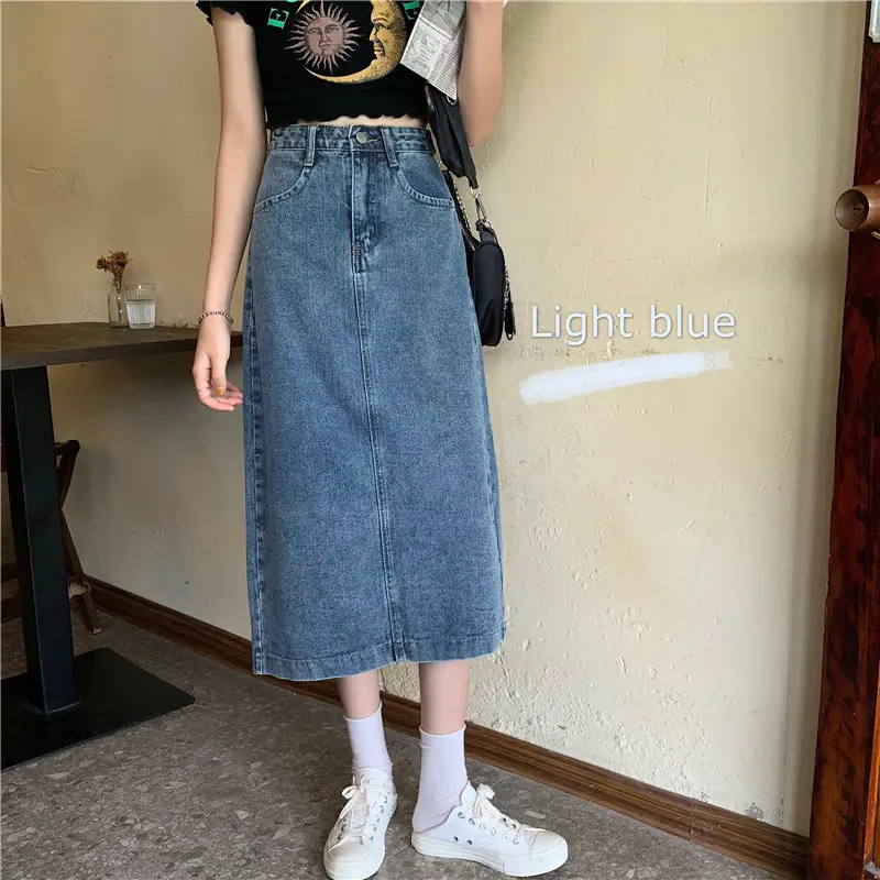 2022 Summer High Waist Denim Skirt Women Large Size - Image 7