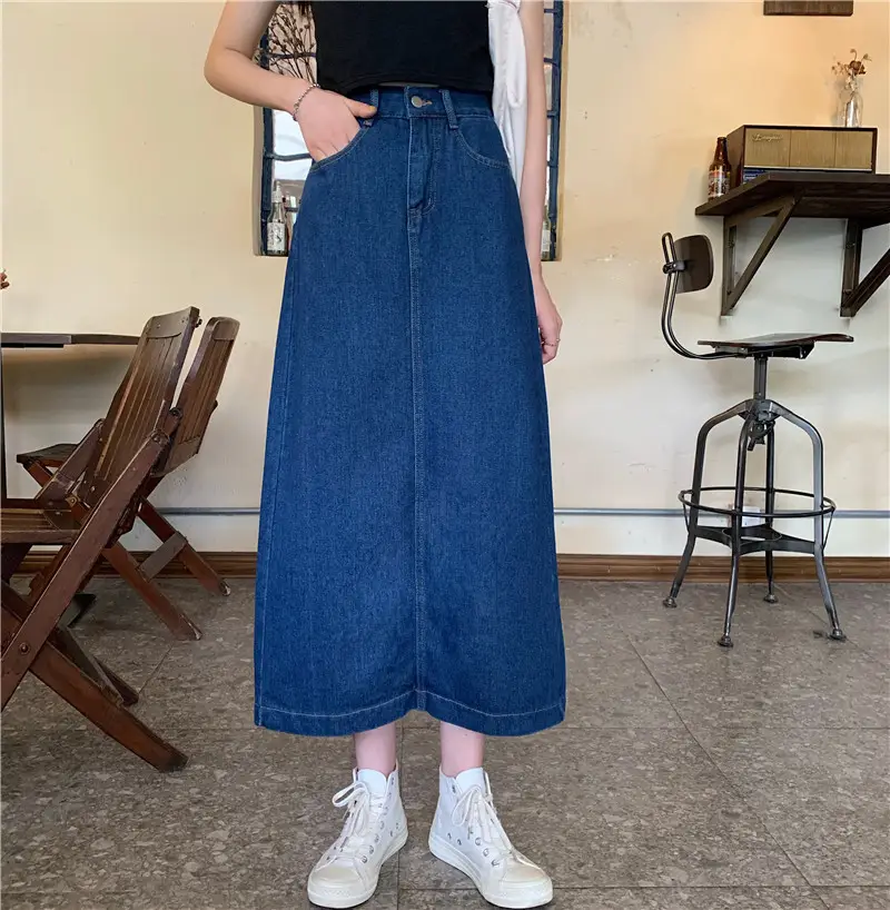 2022 Summer High Waist Denim Skirt Women Large Size - Image 3