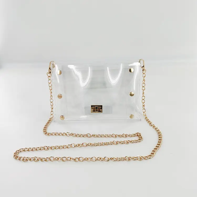 Transparent Rivet Mobile Phone Bag with Chain Strap