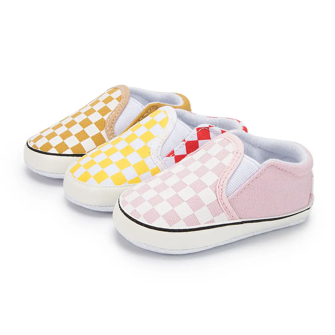 Baby Slip-On Shoes Black Checkered 0-1 Year Old