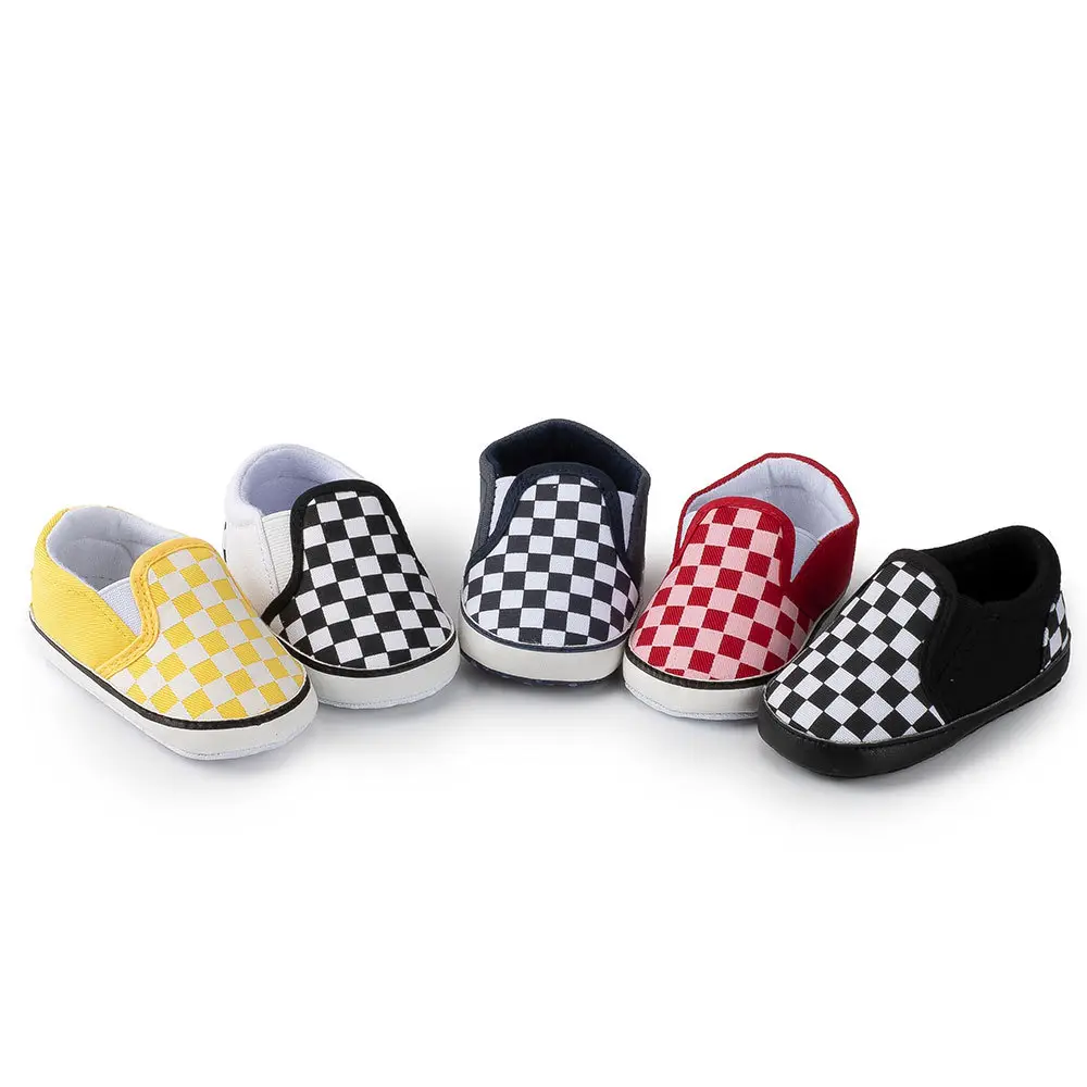 Baby Slip-On Shoes Black Checkered 0-1 Year Old